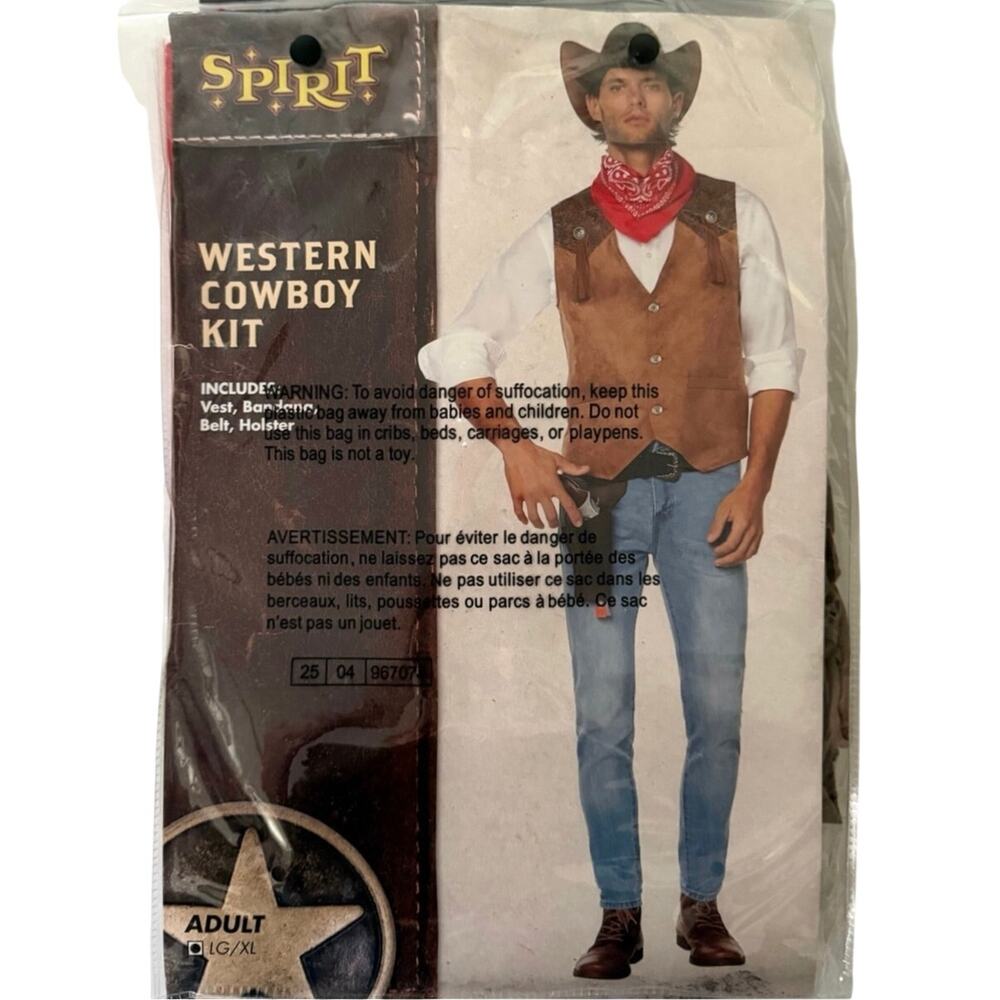 New Western Cowboy Kit Halloween Costume Mens Size L XL Party Wild West Dressup